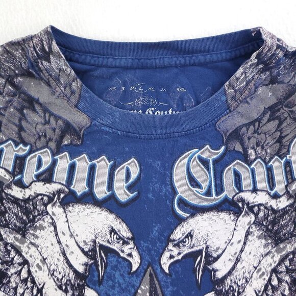 Xtreme Couture T-Shirt AOP Y2K Randy Natural MMA Eagles Fleur De Lis Large - Picture 9 of 10